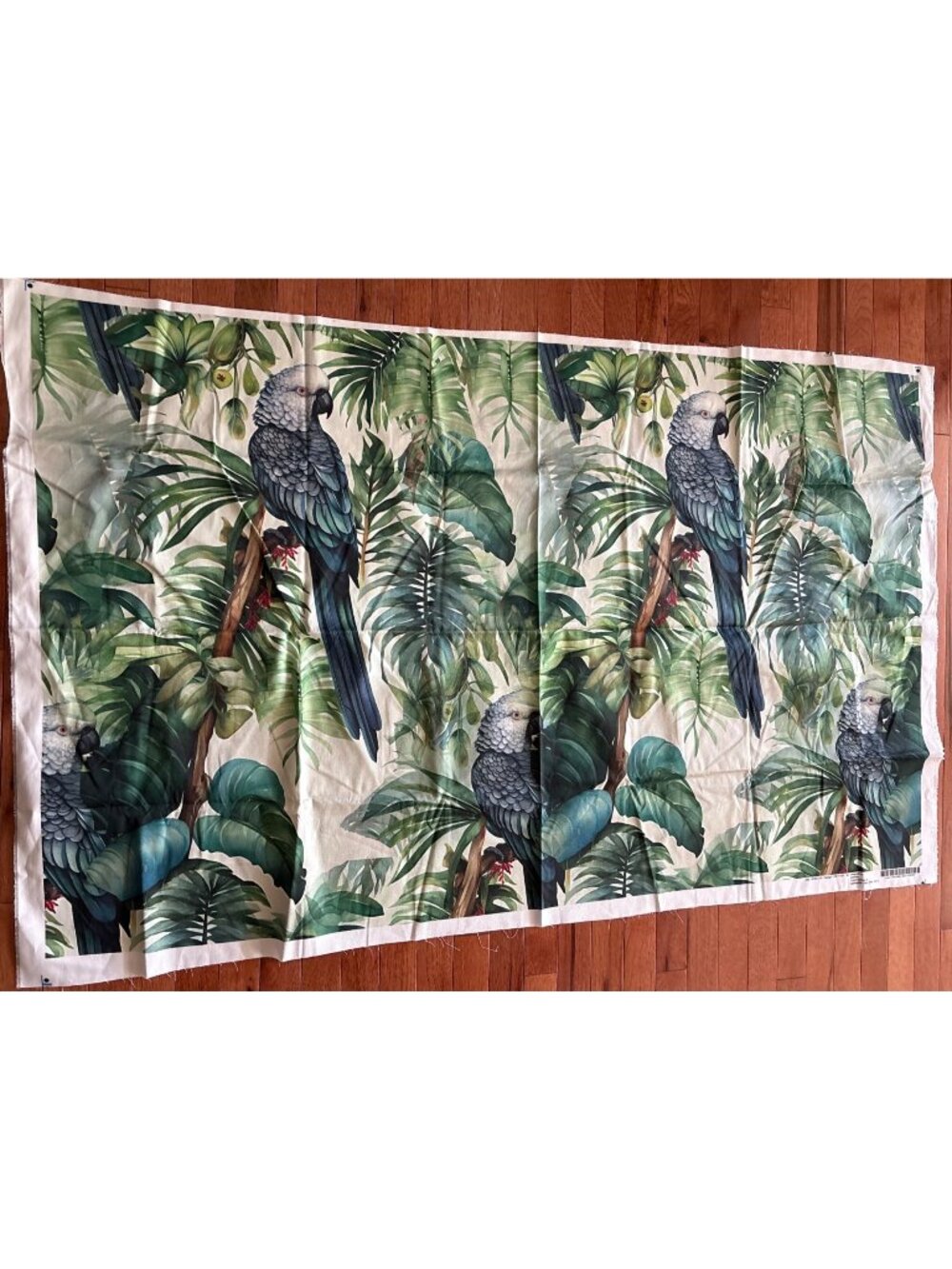 Tropical Parrot Jungle Cotton Fabric Panel 1 yard x 60" Cotton Decor Sewing Craf